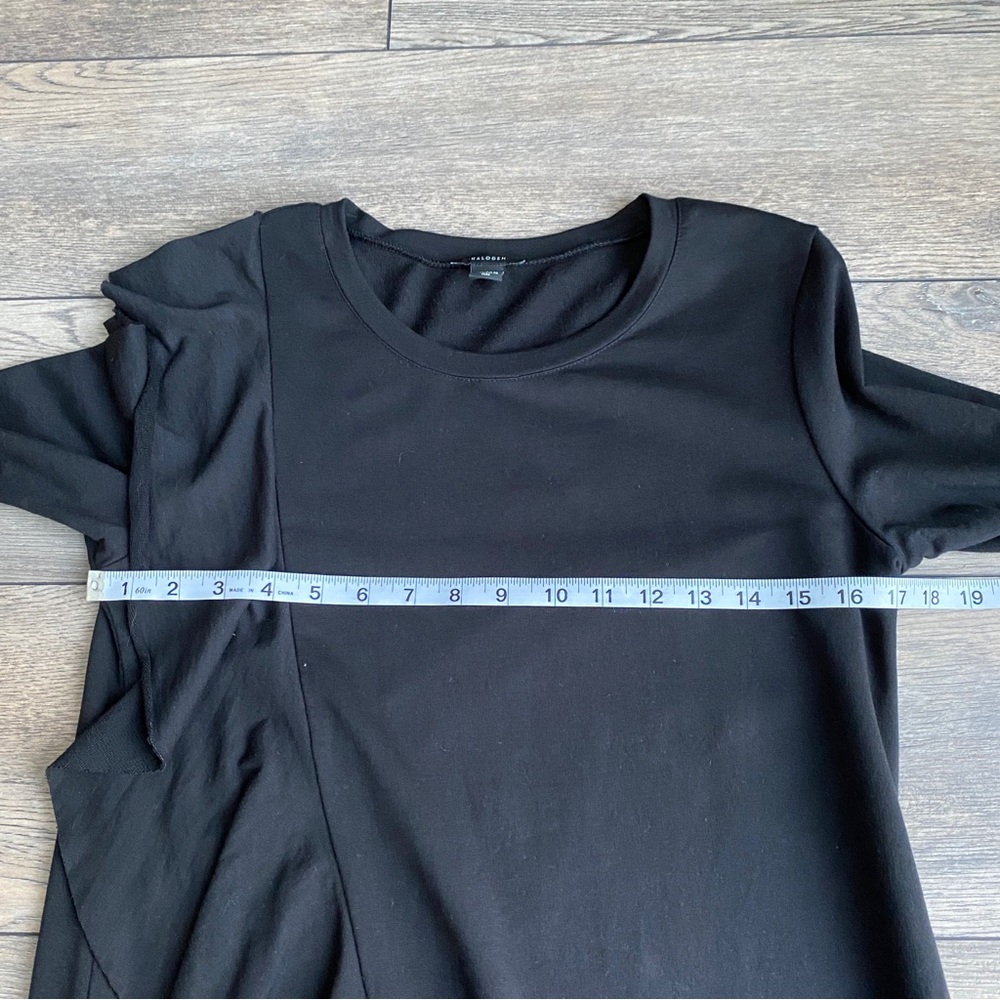 Halogen Long Bell Sleeve Ruffle Modal Blend Modest Black Dress sz s - Picture 6 of 8